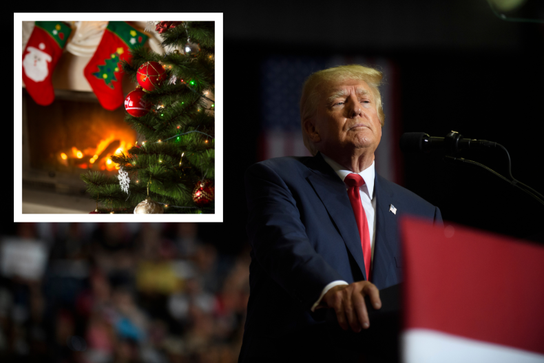 Donald Trump in Ohio and Christmas scene