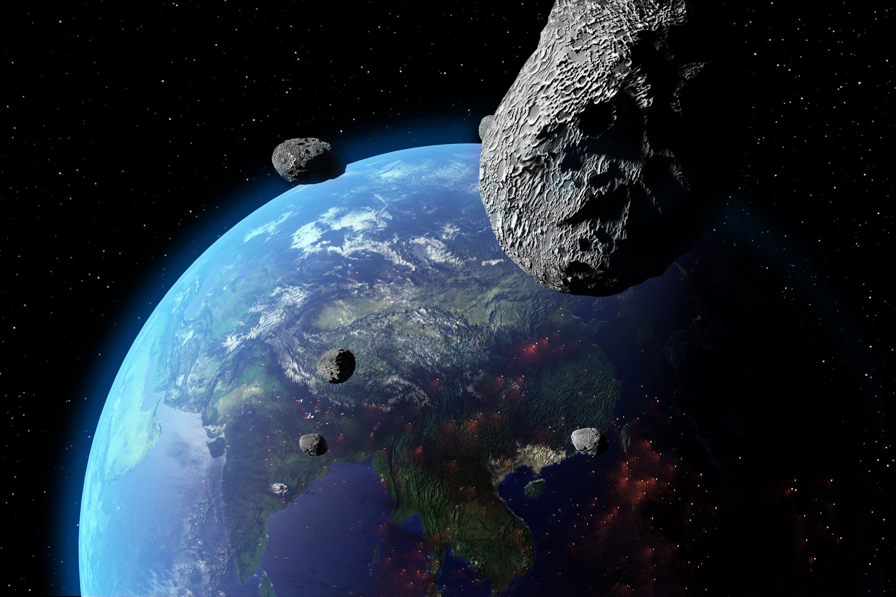 Drie gigantische asteroïden zullen op eerste kerstdag in botsing komen met de aarde