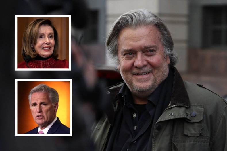 Steve Bannon with Pelosi and McCarthy