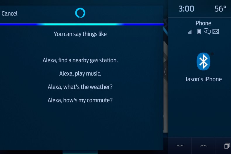 Ford Amazon Alexa screen prompt