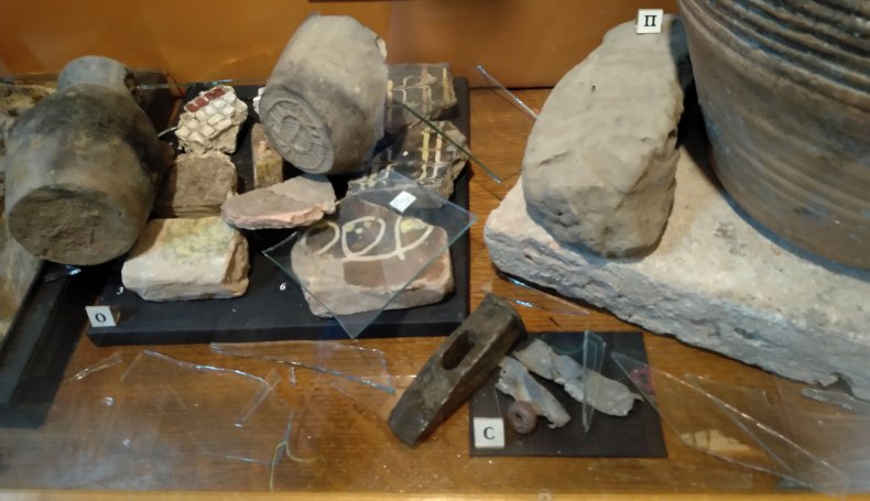 Damaged artifacts in Kyiv museum