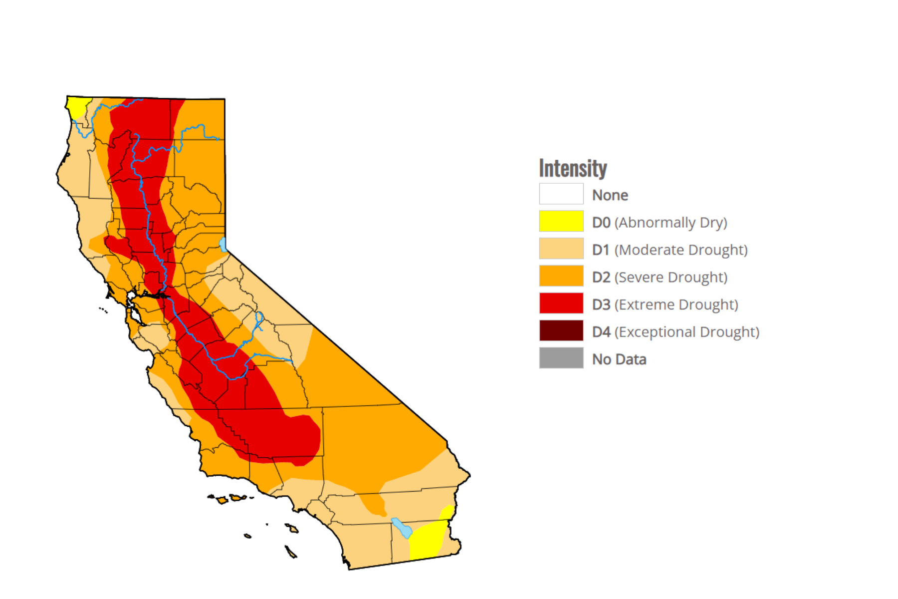 California drought map pennytolf - Us Drought Monitor Map California 