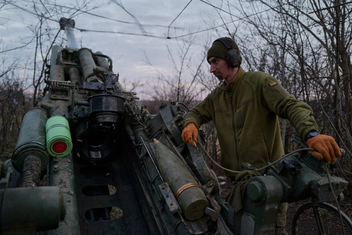 Ukraine artilleryman with howitzer near Bakhmut Donetsk