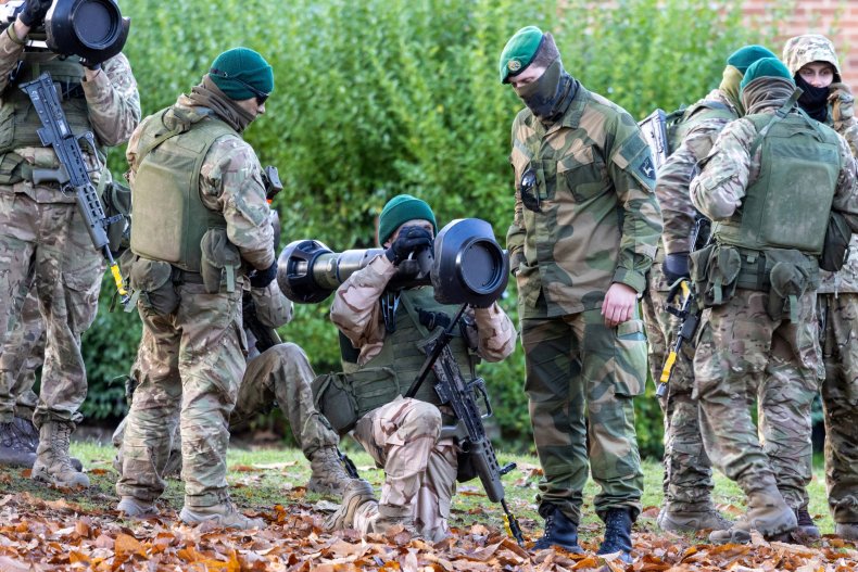 Ukrainian soldiers train during Britain's invasion of Russia