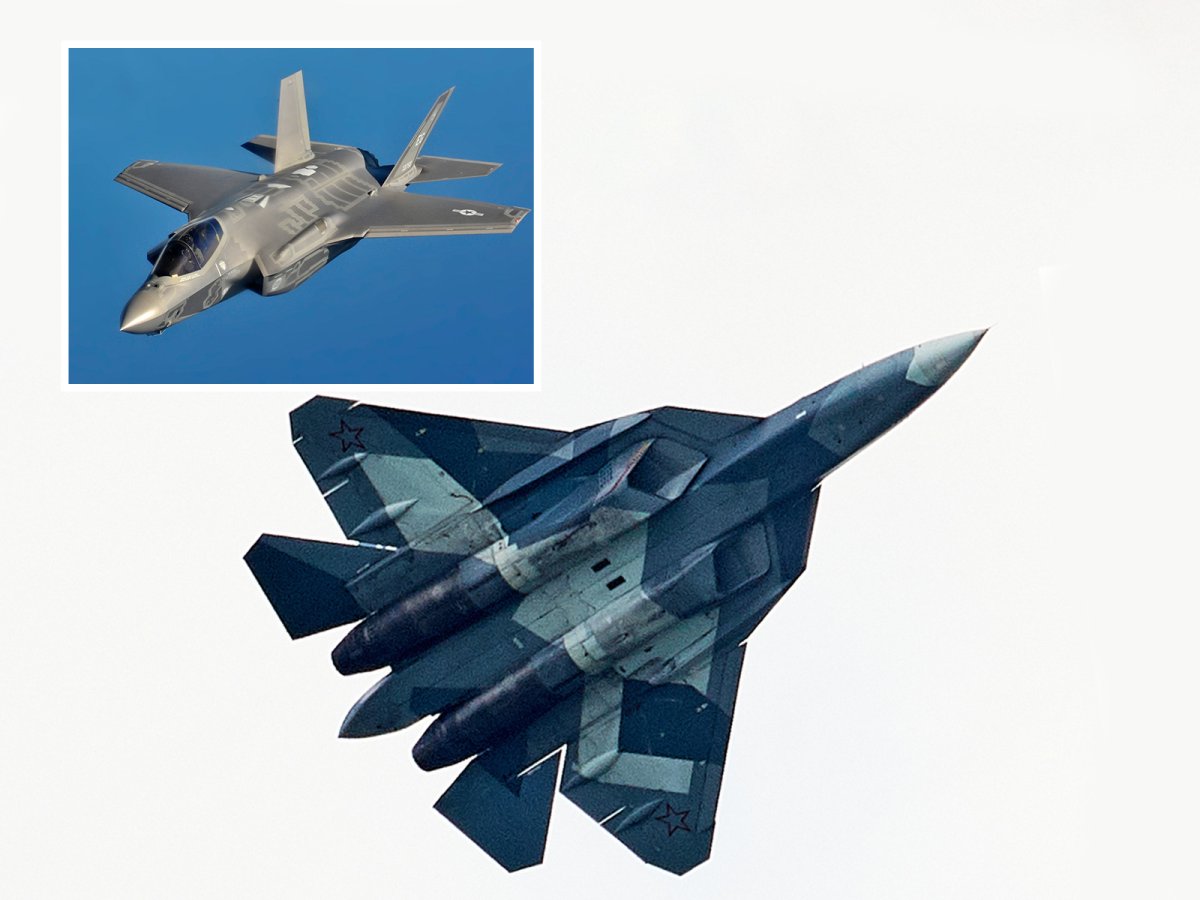Sukhoi Su-57 and F-35A in Flight 