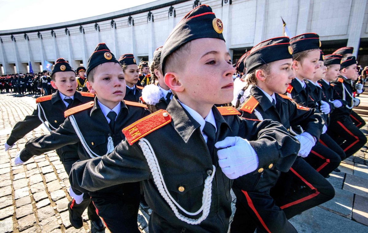 Russian cadets march in Moscow