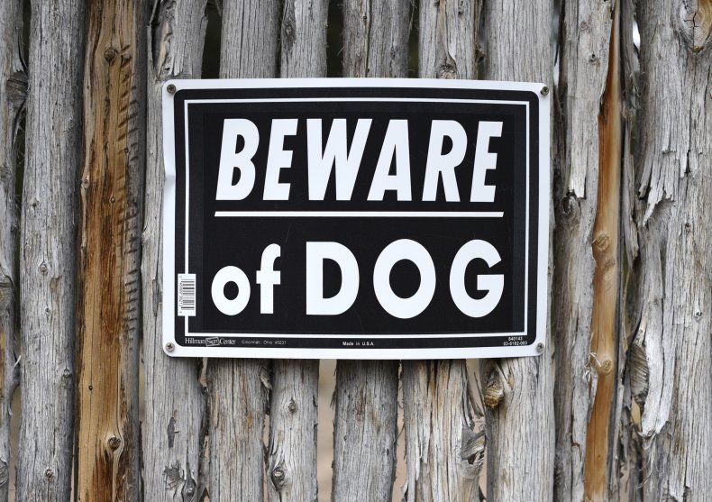 Beware of dog sign