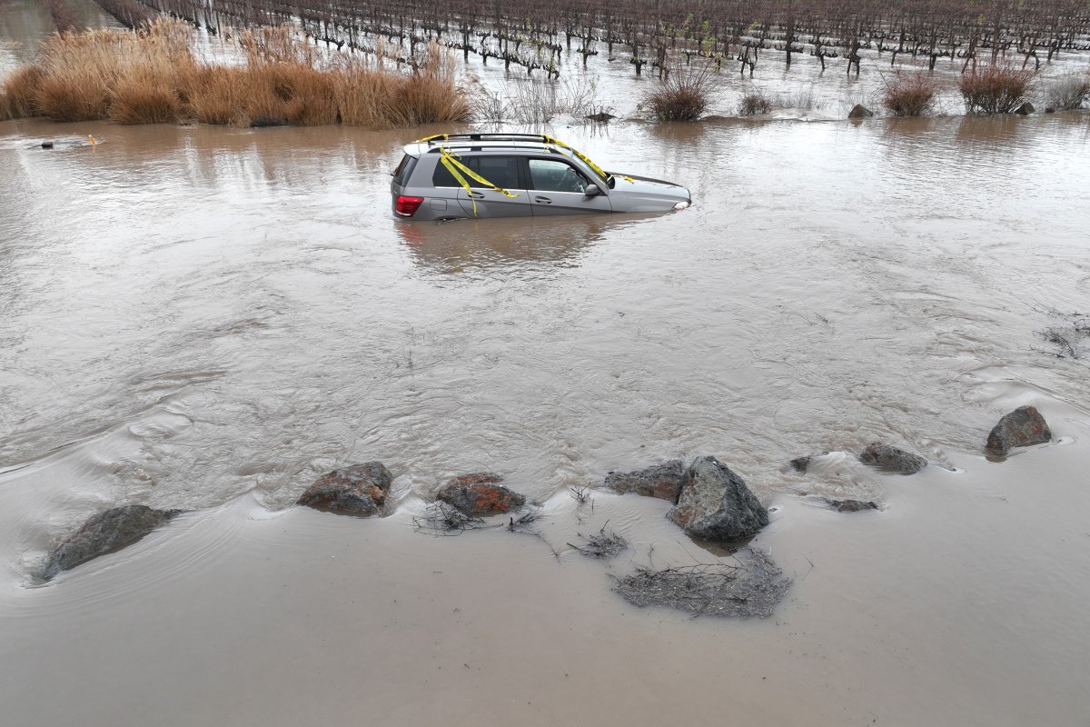 California flooding car submerged