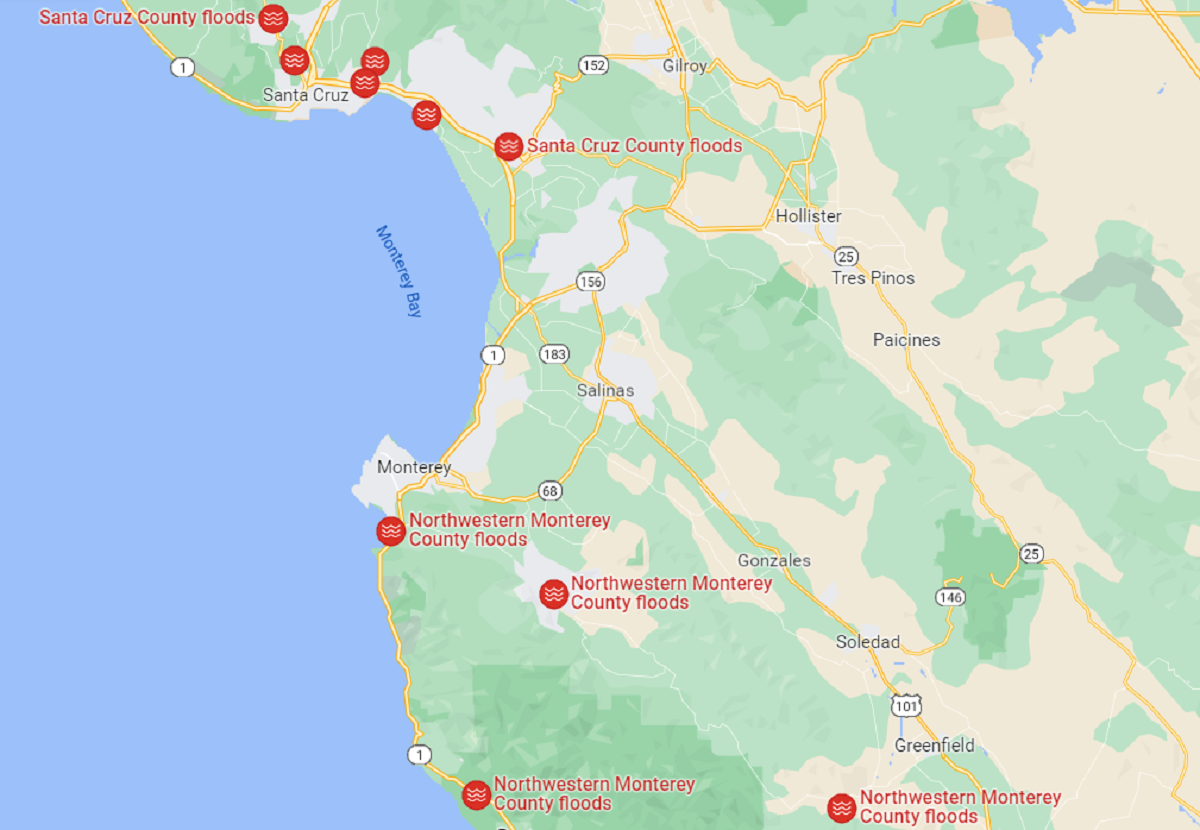 California Flood Warning Map As Thousands Forced To Evacuate