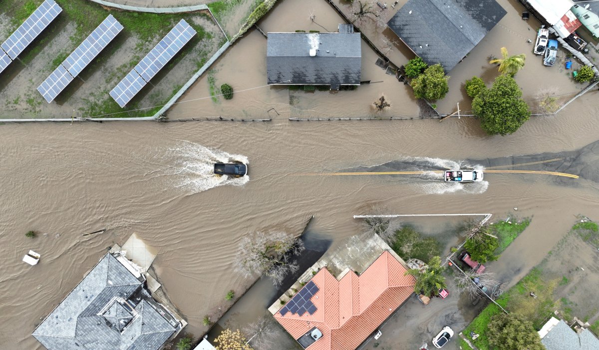 Roads flooded in Planada, CA