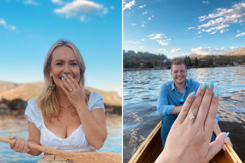 Rottinghaus showing off ring after proposal