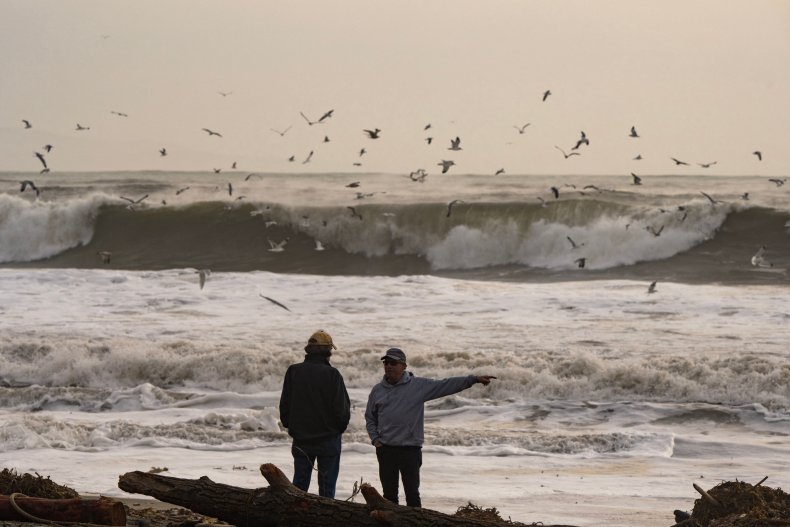 Large waves crash in Aptos, CA