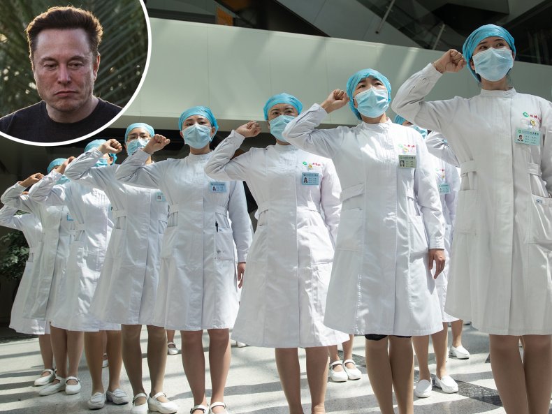 Elon Musk and nurses in China