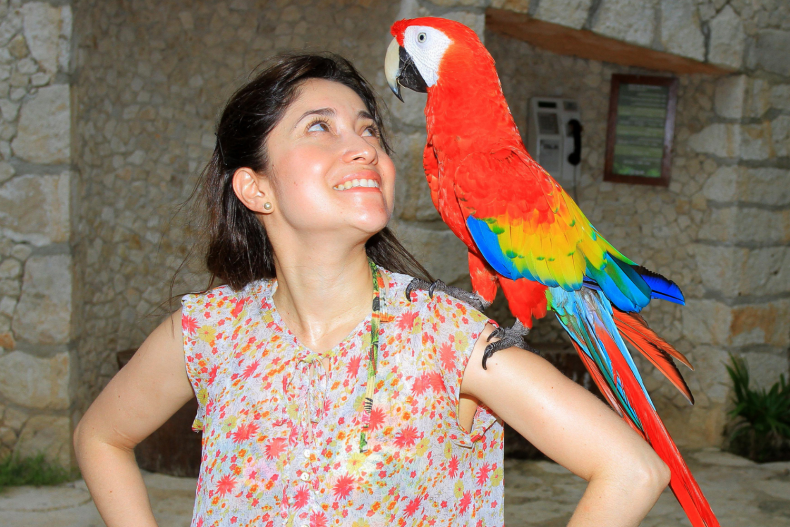 Woman with parrot