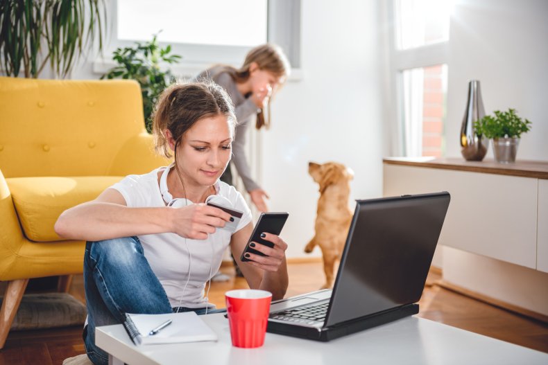 Woman using card