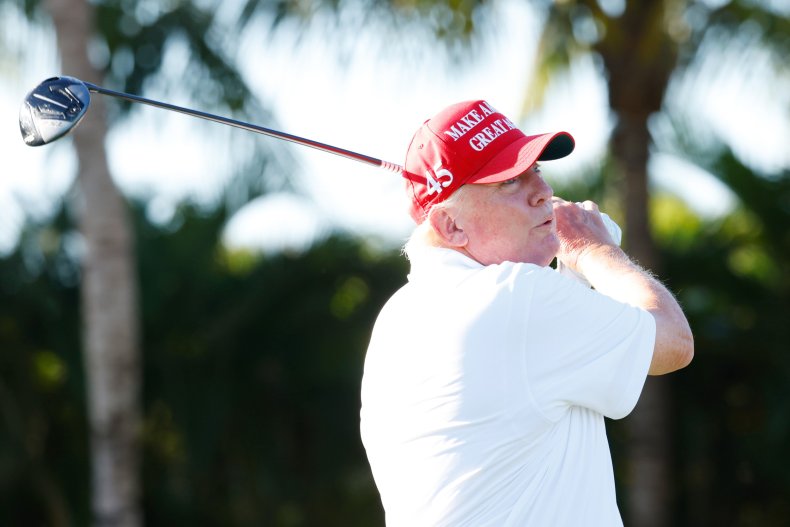 Former President Donald Trump plays golf