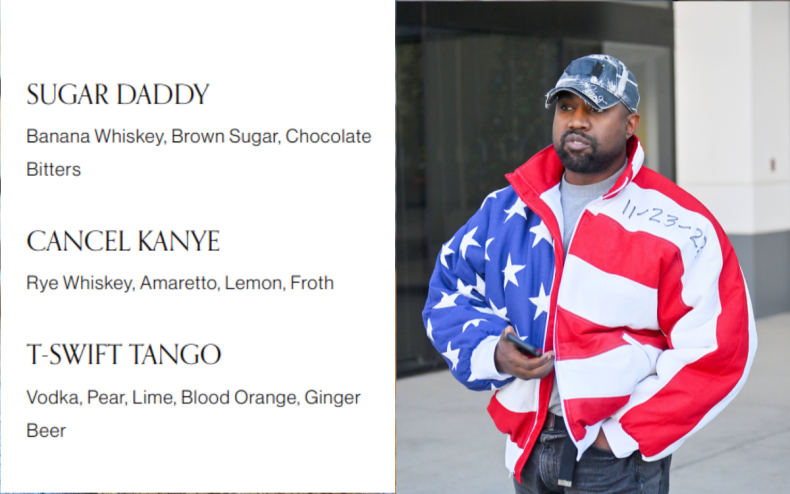 Kanye West and the cocktail menu.