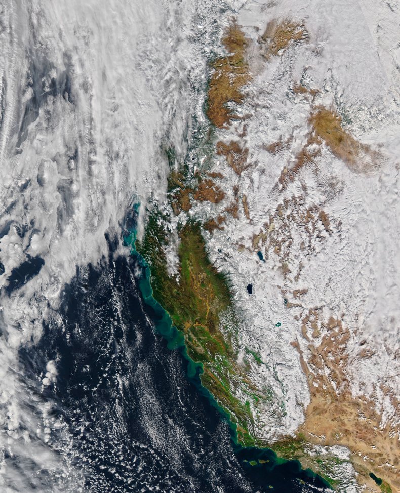 NASA satellite image of California January 2023