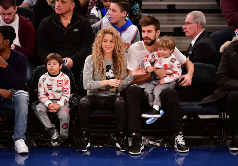 Shakira with Gerard Piqué and kids