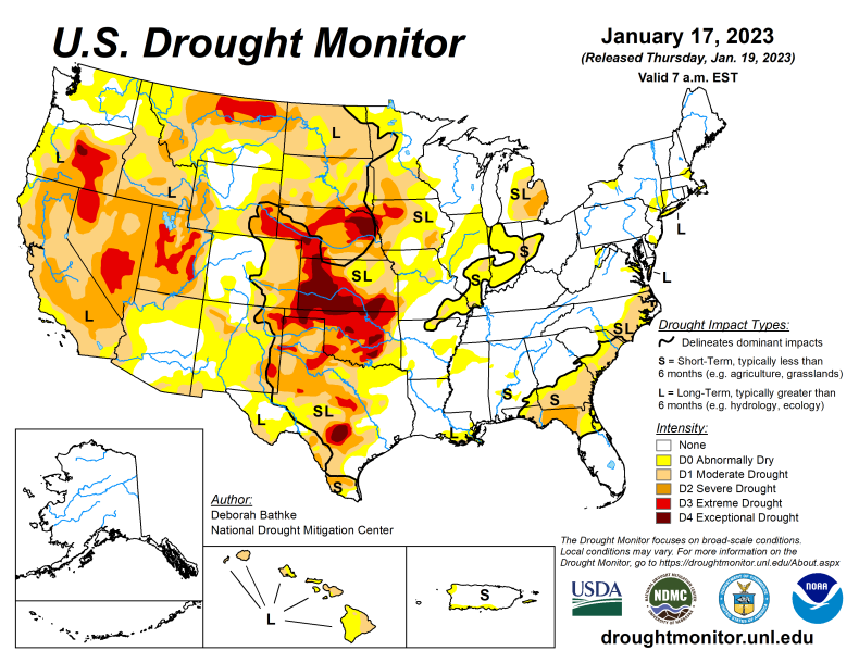 U.S. Drought Monitor map