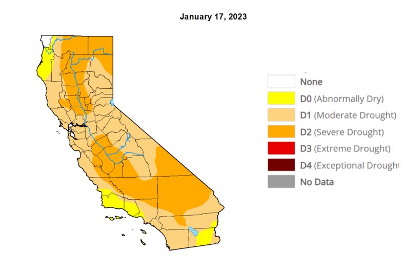 moniteur de sécheresse aux états-unis sécheresse du 17 janvier
