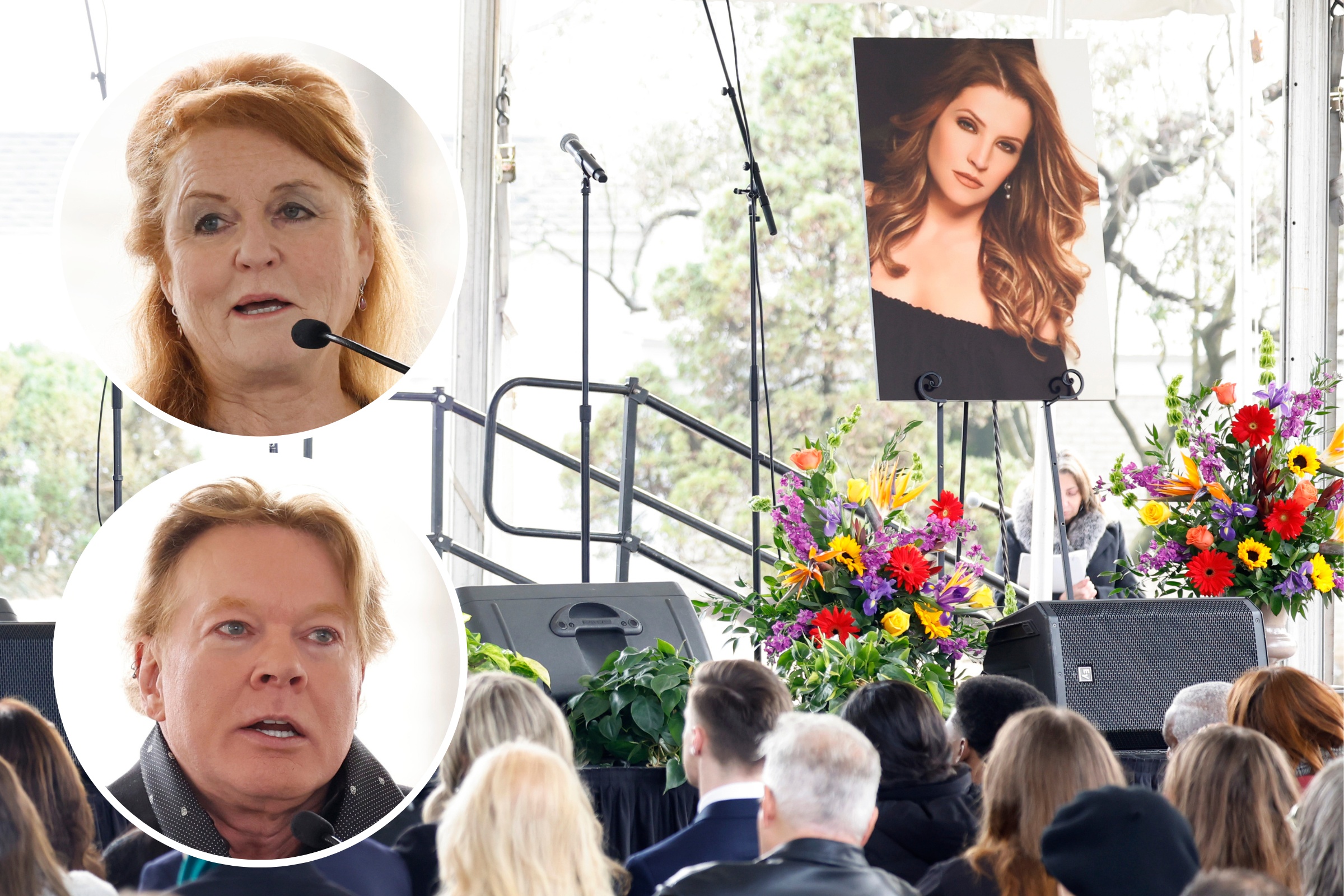 Axl Rose Sarah Ferguson More Stars Attend Lisa Marie Presleys Memorial