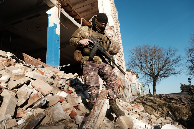 Ukrainian soldier in Kupiansk