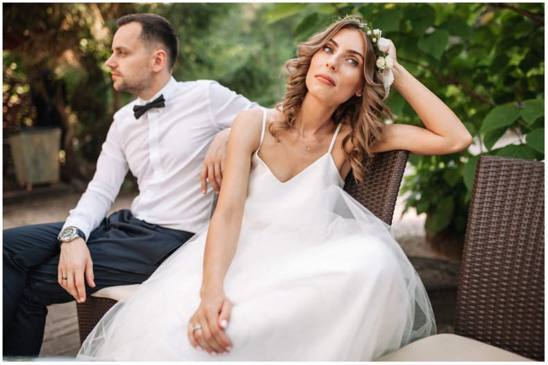 Stock image of a fed up bride