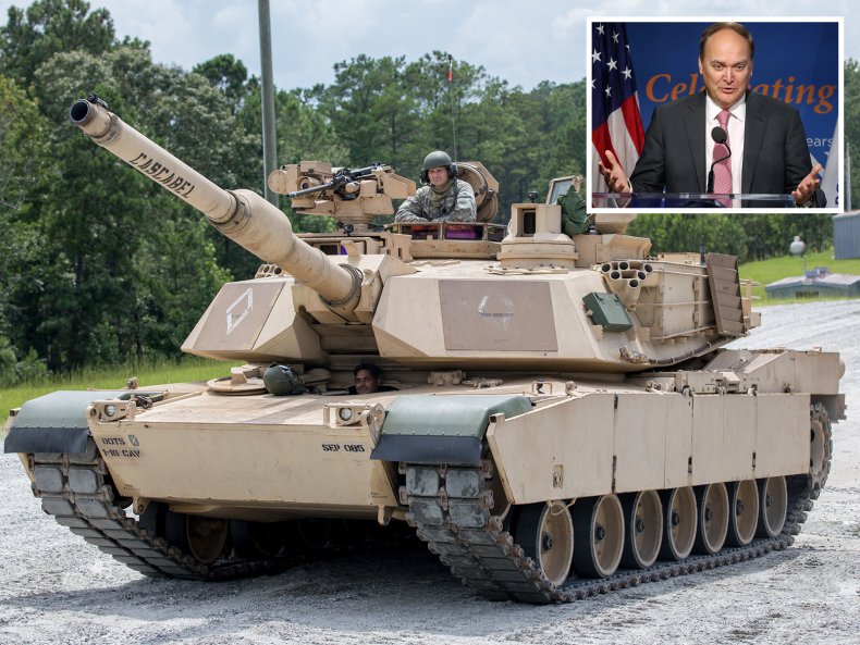 US, M1A2, Abrams, tank, in, Poland