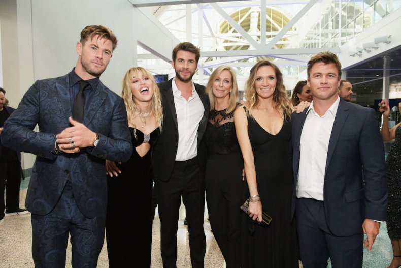 Miley Cyrus and the Hemsworth brothers