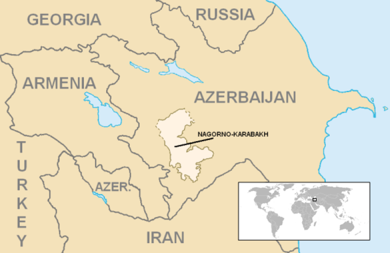 Nagorno, Karabakh, map, Armenia, Azerbaijan, dispute