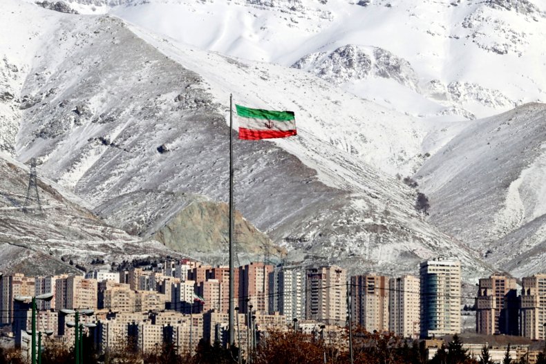 A view shows the the Iranian flag 