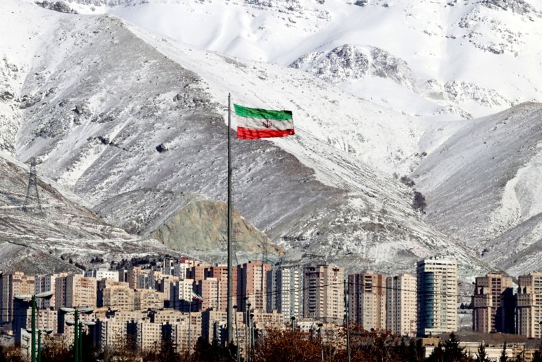 A view shows the the Iranian flag