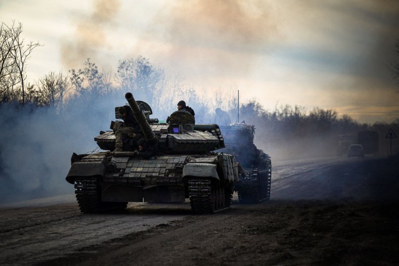 A Ukrainian tank near Bakhmut