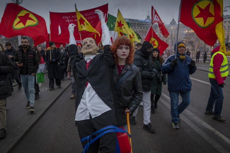 Anti-Turkey protest in Stockholm Sweden anti-NATO