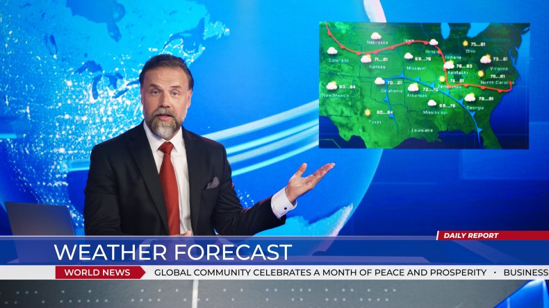 A man doing a weather forecast.