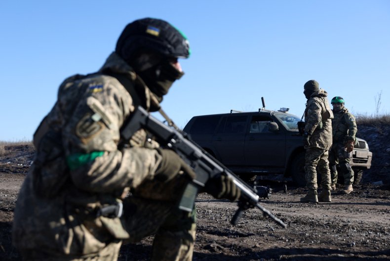 Ukraine soldiers near Bakhmut front Donetsk Donbas