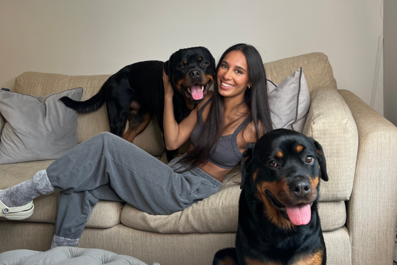 Rianna with Rottweilers Axel and Nala