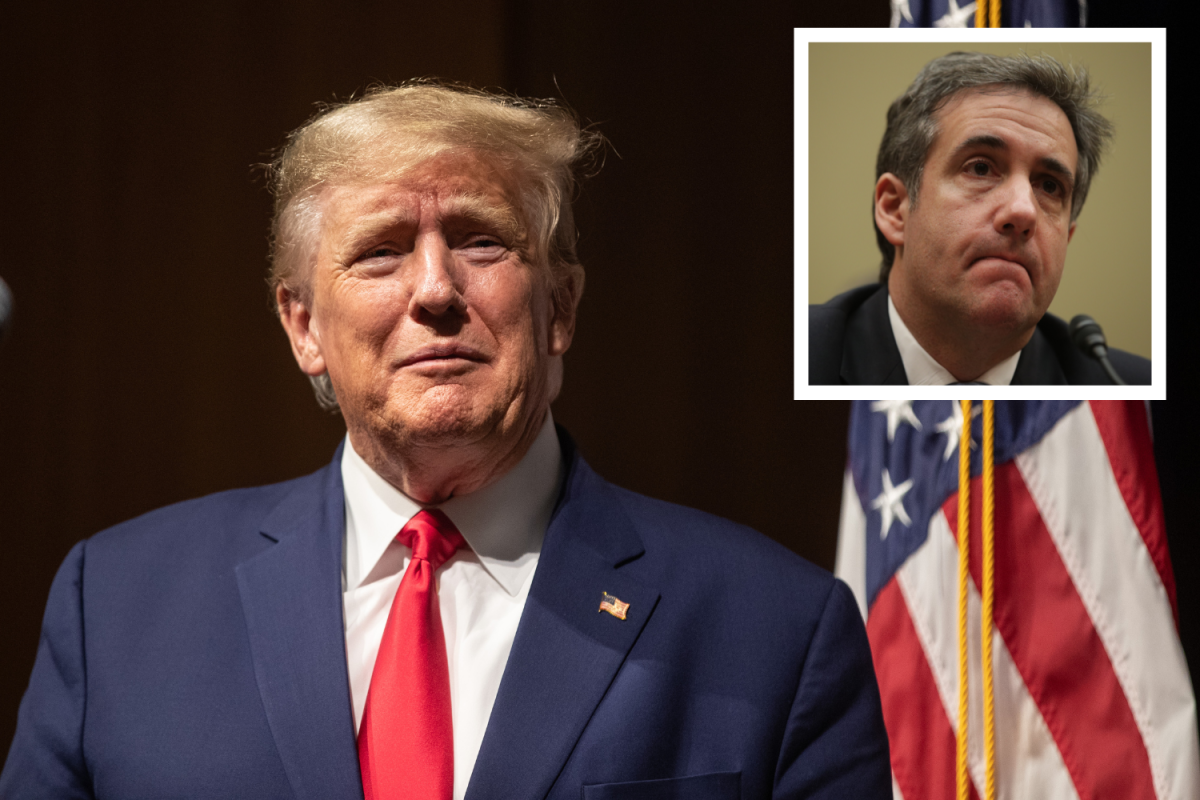 Donald Trump with inset pic Michael Cohen