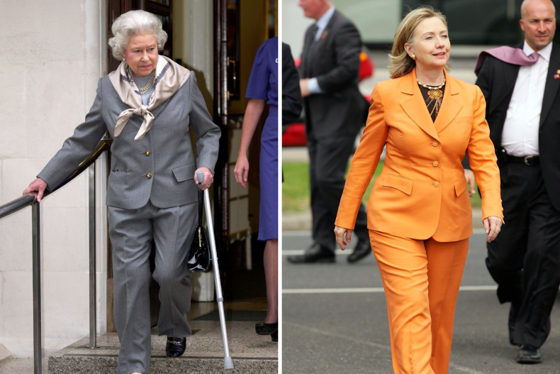 Queen Elizabeth II and Hillary Clinton Pantsuits