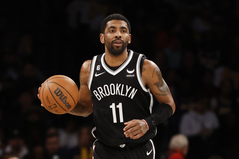 Kyrie Irving of the Brooklyn Nets dribbles