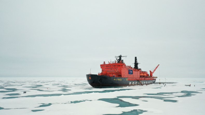 Russian icebreaker in Arctic