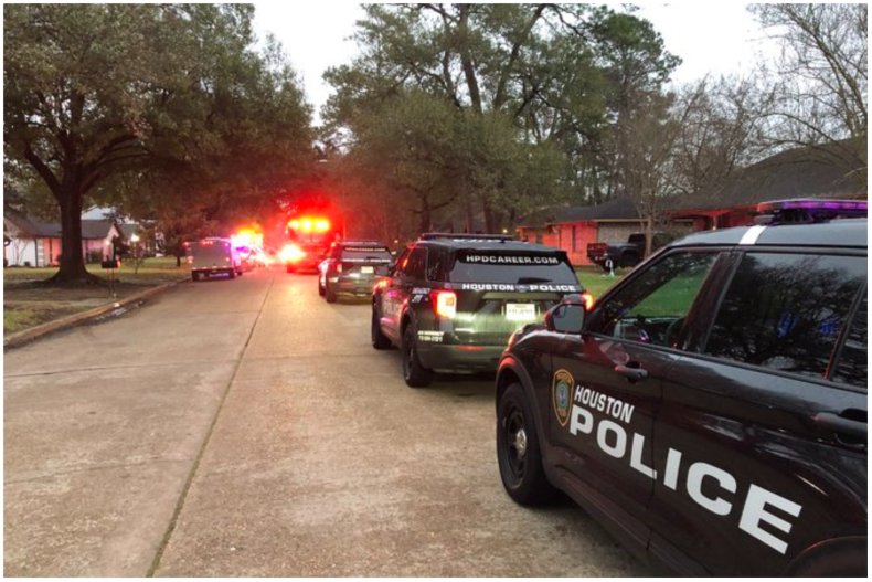 Houston police outside the victim's home