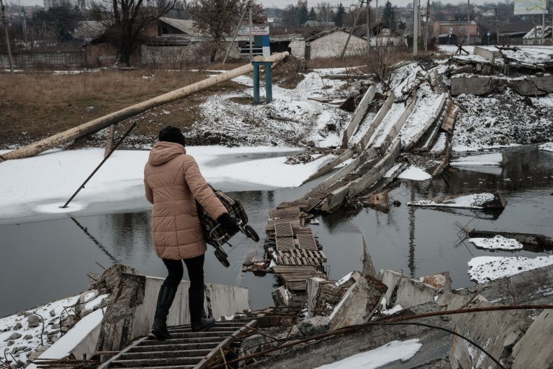 Destroyed canal in Bakhmut