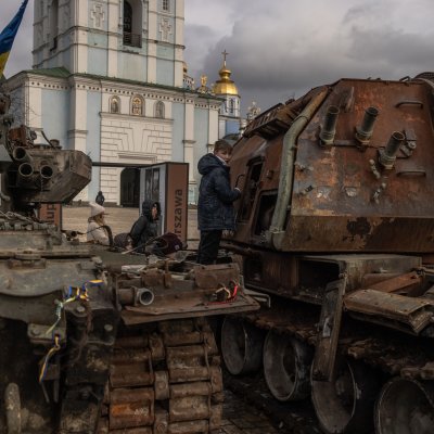 Child Climbs on Russian Tank Child Climbs on Russian Tank