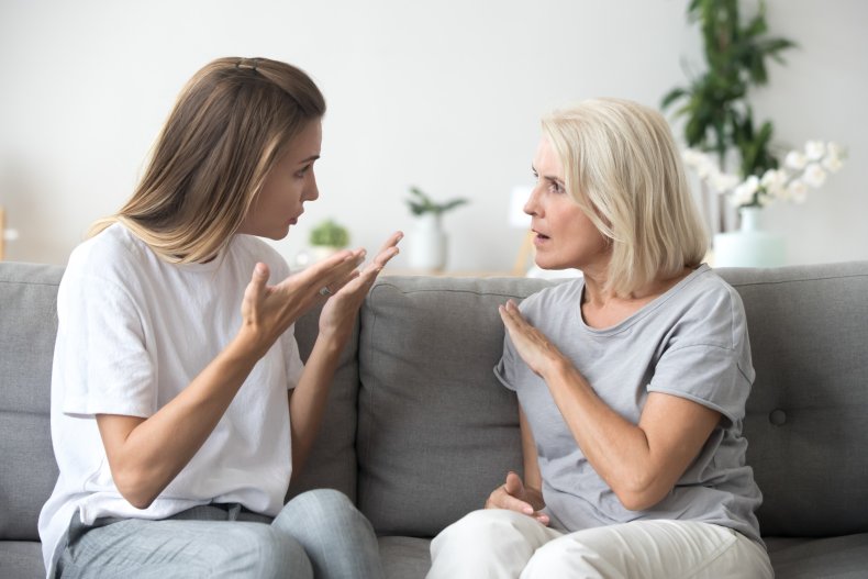 Woman arguing with mother