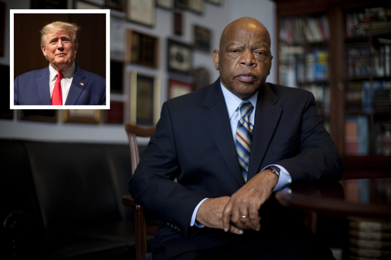 John Lewis with small pic of Trump
