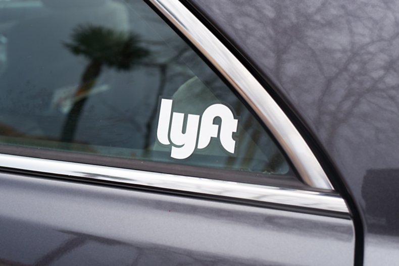 A car with the Lyft logo