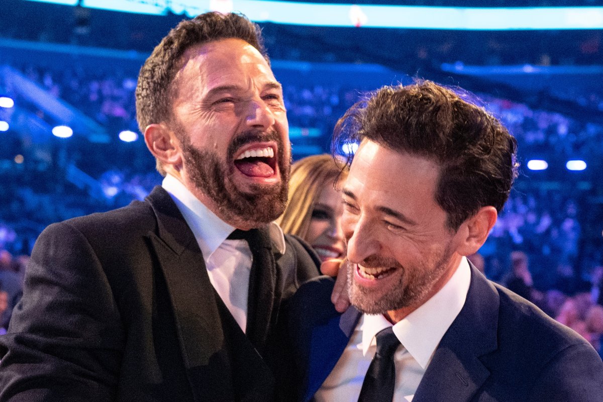 Ben Affleck greets Adrien Brody