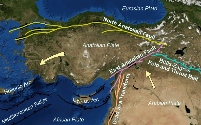 Map of Anatolian Plate 